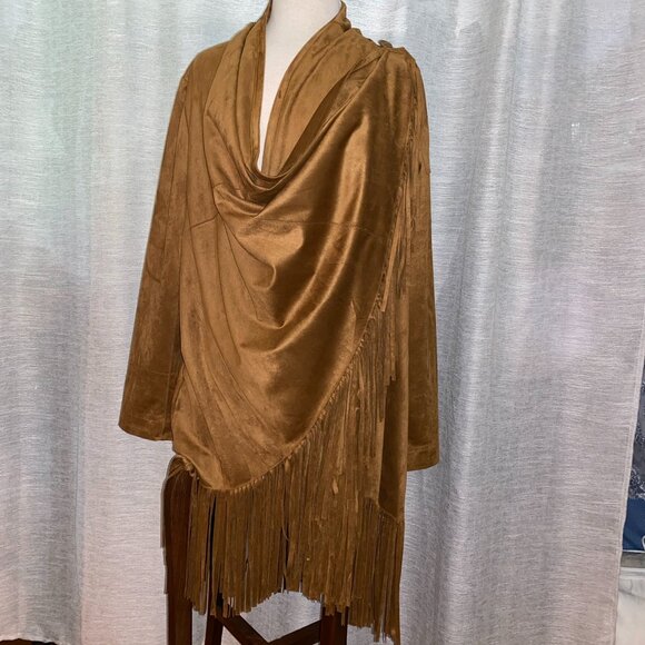 Chico's Fringed Poncho/Wrap Copper Color Size 4 (US20/22) - Picture 2 of 12